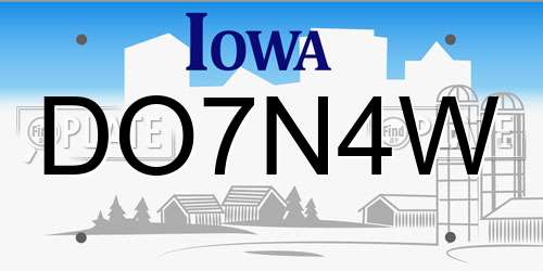 DO7N4W Iowa License Plate