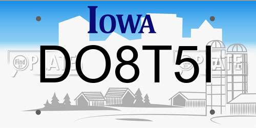 DO8T5I Iowa License Plate