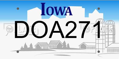 DOA271 Iowa License Plate