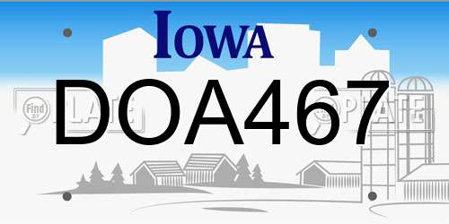 DOA467 Iowa License Plate