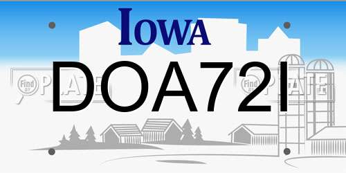 DOA72I Iowa License Plate
