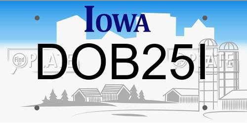 DOB25I Iowa License Plate