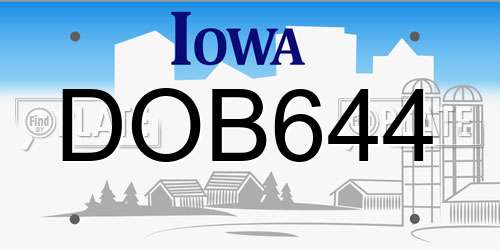 DOB644 Iowa License Plate