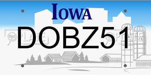 DOBZ51 Iowa License Plate