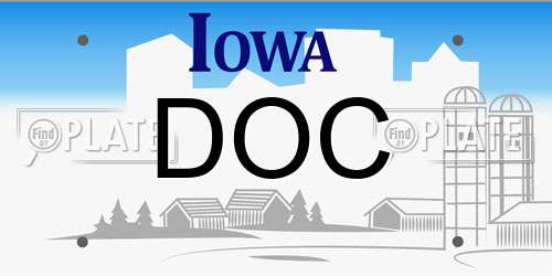 DOC Iowa License Plate