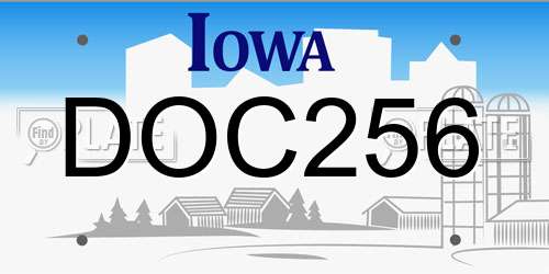 DOC256 Iowa License Plate