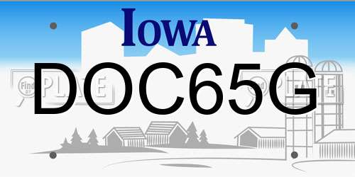 DOC65G Iowa License Plate