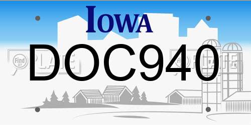 DOC940 Iowa License Plate