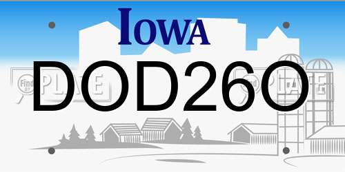 DOD26O Iowa License Plate