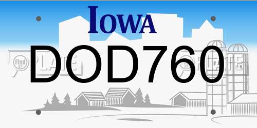 DOD760 Iowa License Plate