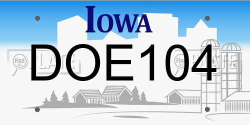 DOE104 Iowa License Plate