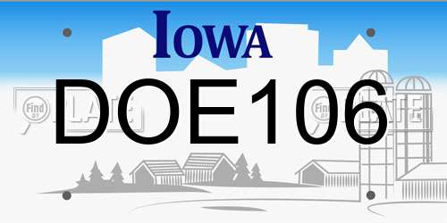 DOE106 Iowa License Plate