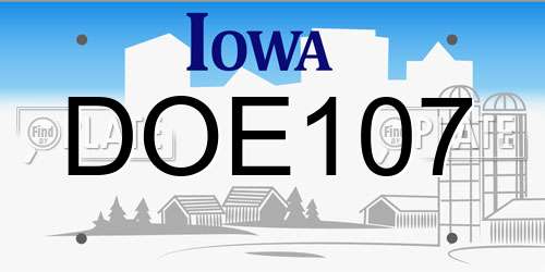 DOE107 Iowa License Plate