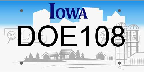 DOE108 Iowa License Plate