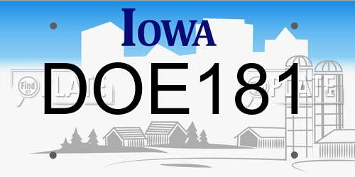 DOE181 Iowa License Plate