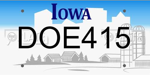 DOE415 Iowa License Plate