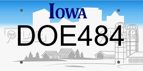 DOE484 Iowa License Plate