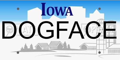 DOGFACE Iowa License Plate