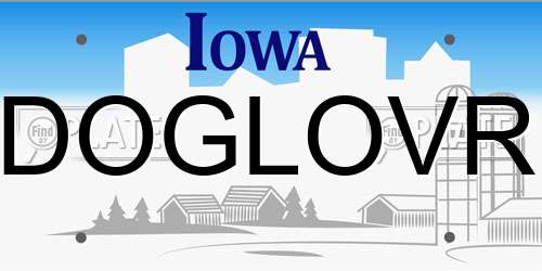 DOGLOVR Iowa License Plate
