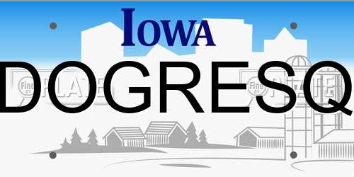 DOGRESQ Iowa License Plate