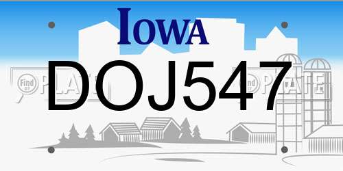 DOJ547 Iowa License Plate