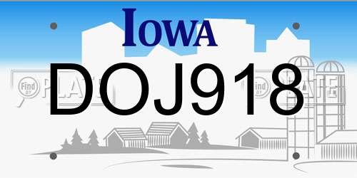 DOJ918 Iowa License Plate