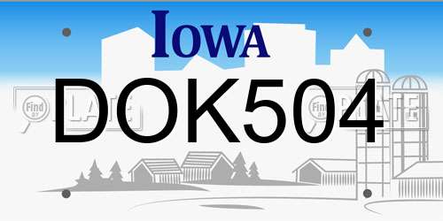 DOK504 Iowa License Plate
