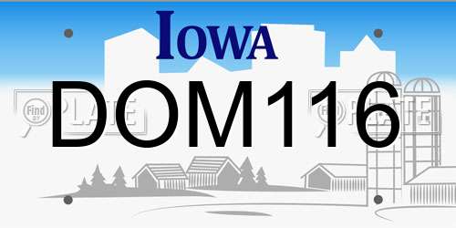 DOM116 Iowa License Plate