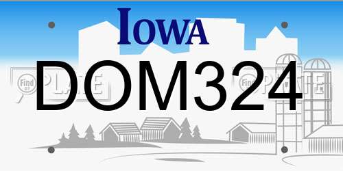DOM324 Iowa License Plate