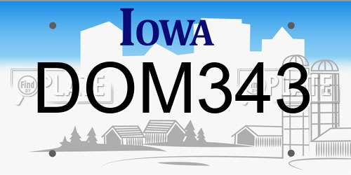 DOM343 Iowa License Plate