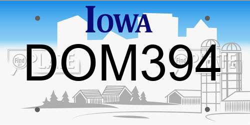 DOM394 Iowa License Plate
