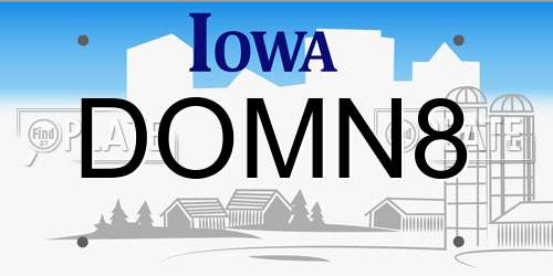 DOMN8 Iowa License Plate
