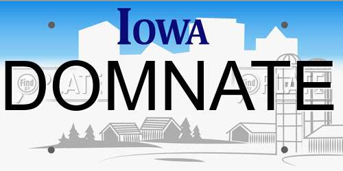 DOMNATE Iowa License Plate