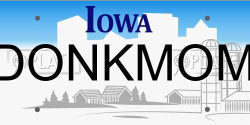 DONKMOM Iowa License Plate