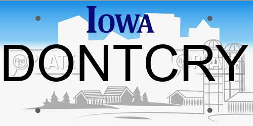 DONTCRY Iowa License Plate