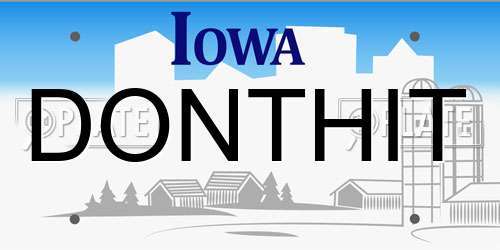 DONTHIT Iowa License Plate