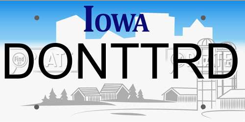 DONTTRD Iowa License Plate