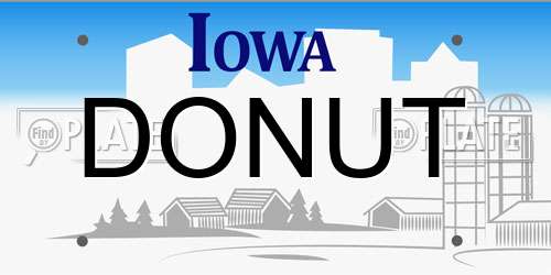 DONUT Iowa License Plate