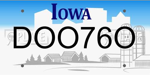 DOO76O Iowa License Plate
