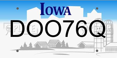 DOO76Q Iowa License Plate