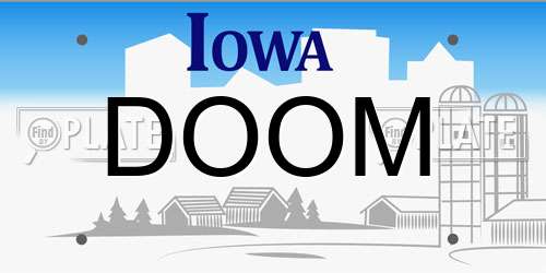 DOOM Iowa License Plate
