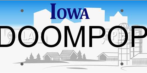DOOMPOP Iowa License Plate