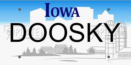 DOOSKY Iowa License Plate