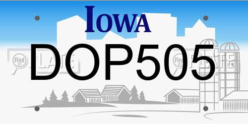 DOP505 Iowa License Plate