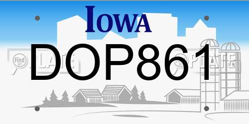 DOP861 Iowa License Plate