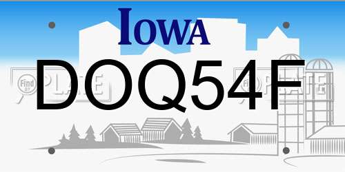 DOQ54F Iowa License Plate