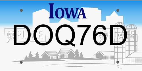 DOQ76D Iowa License Plate