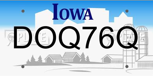 DOQ76Q Iowa License Plate