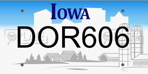 DOR606 Iowa License Plate