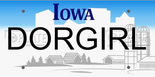 DORGIRL Iowa License Plate